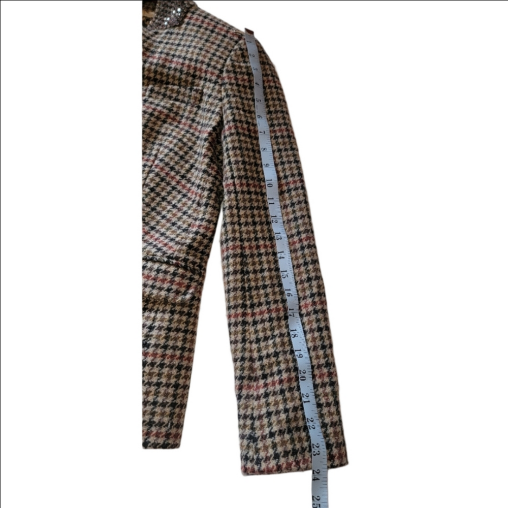 J. CREW "REGENT" Houndstooth Check 100% Wool Blazer, Embellished Collar Size 2 - Picture 14 of 14